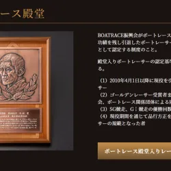 ボートレース殿堂では受賞者をかたどる専用の盾が贈呈される