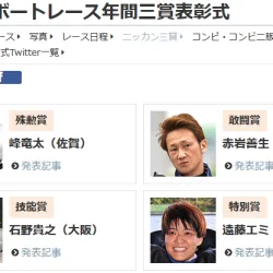 第38回ボートレース年間三賞の受賞者が発表された