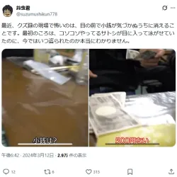 小銭が消えることを報告する鈴虫君のポスト