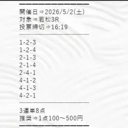 無料予想で若松3Rを公開