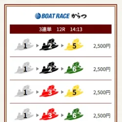 実際に届いた「先陣・撃」1レース目の買い目