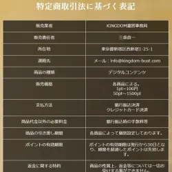 キングダムボートの特商法に基づく表記